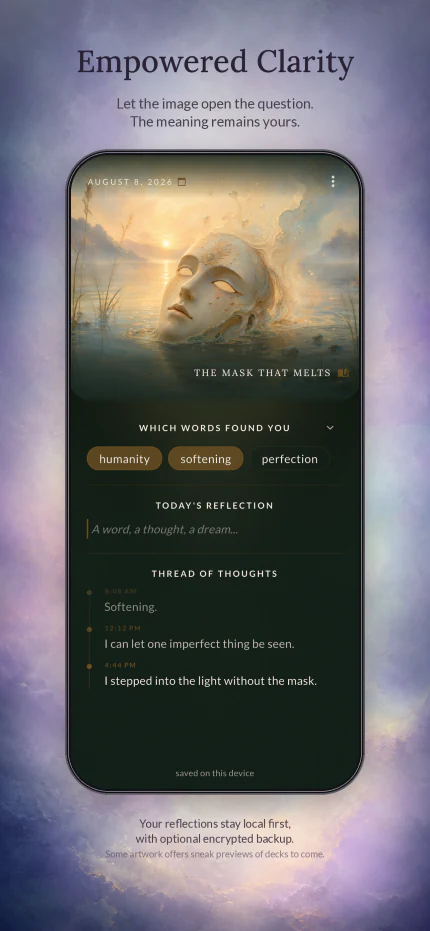Vesikaa card reflection with resonant words and a thread of thoughts